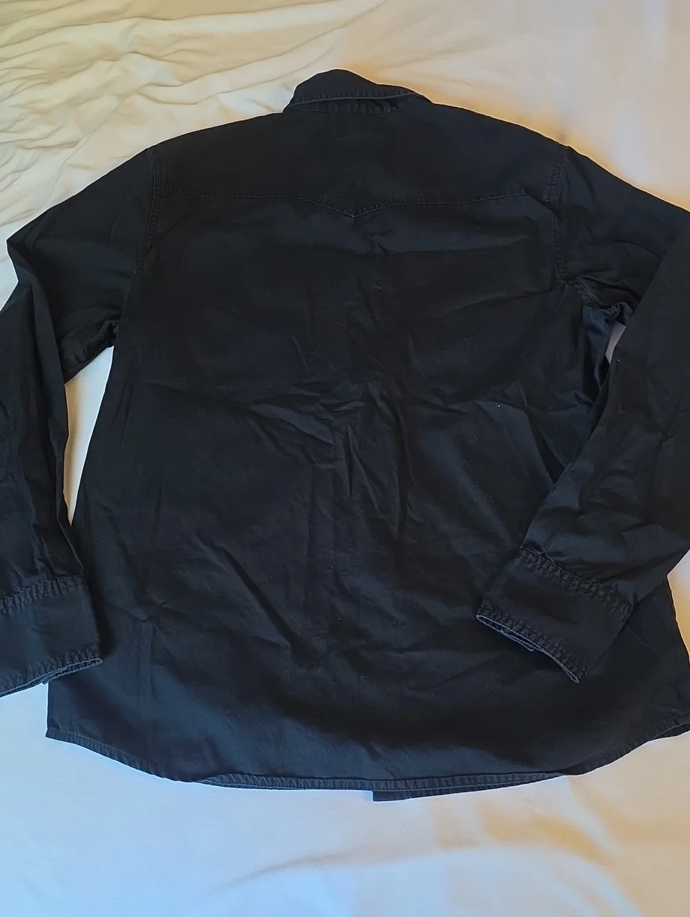 True Religion Black Western Button-Up Shirt with White Stitching